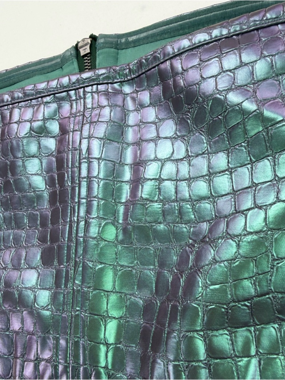 NEW AFRM 2 Piece Heston Croc Embossed Pants & Tube Top in Mermaid Iridescent - Picture 12 of 14